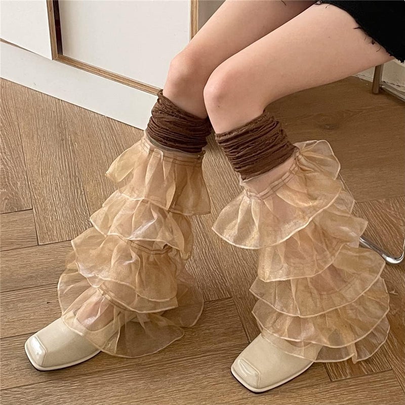 SherryDC Girl's Y2k Kawaii Leg Warmers Cute Lace Harajuku Leg Sleeves Gothic Lolita Long Slouch Socks for Women - Image 2